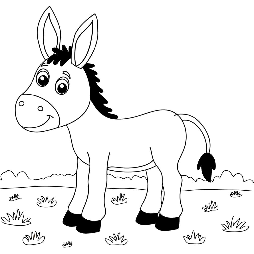 Coloriage Âne joyeux à imprimer et colorier