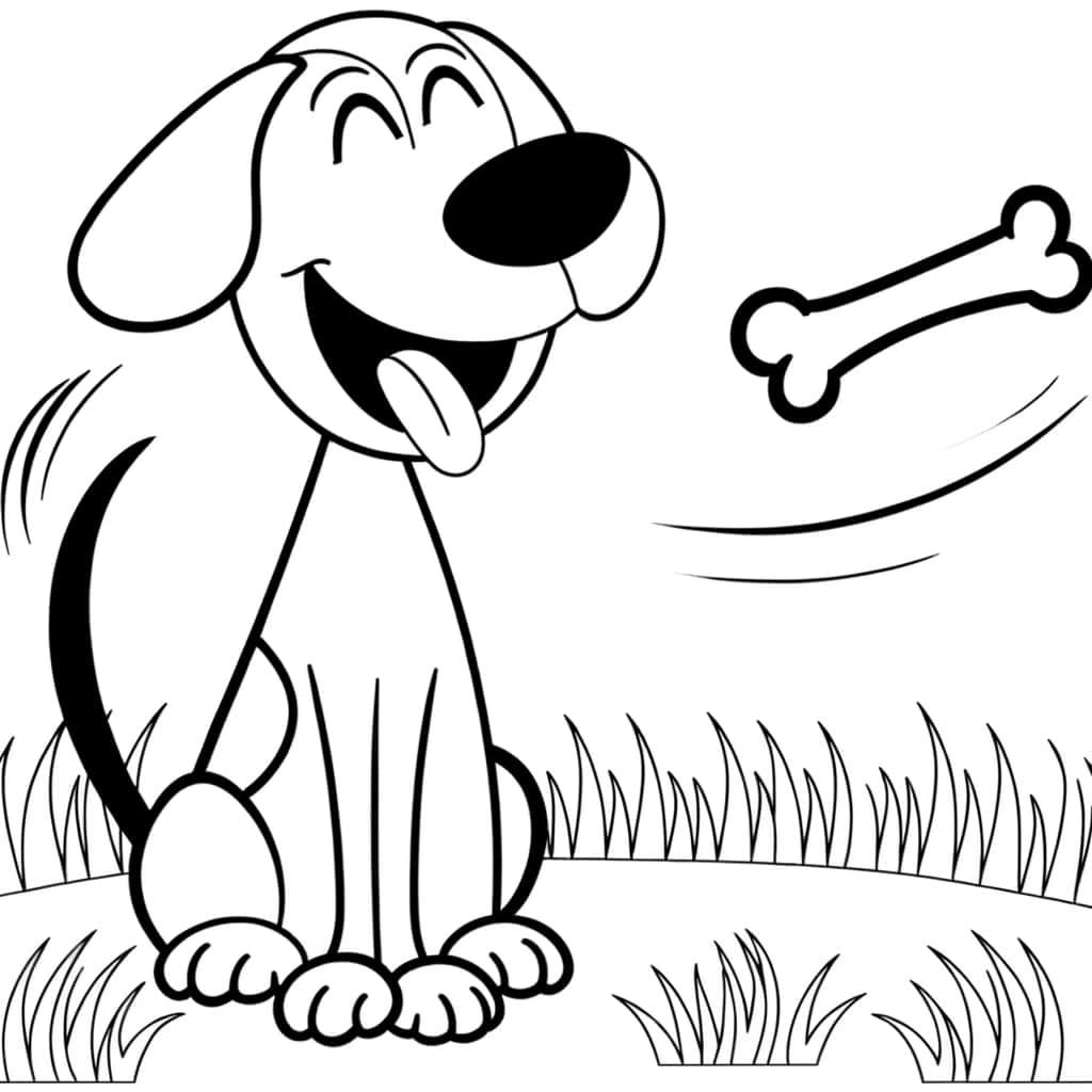 Coloriage Chien joyeux à imprimer et colorier