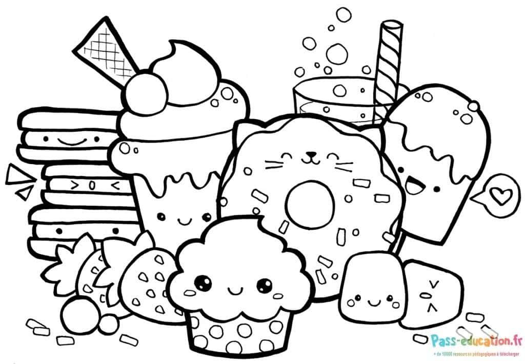 Coloriage Desserts Kawaii à imprimer et colorier