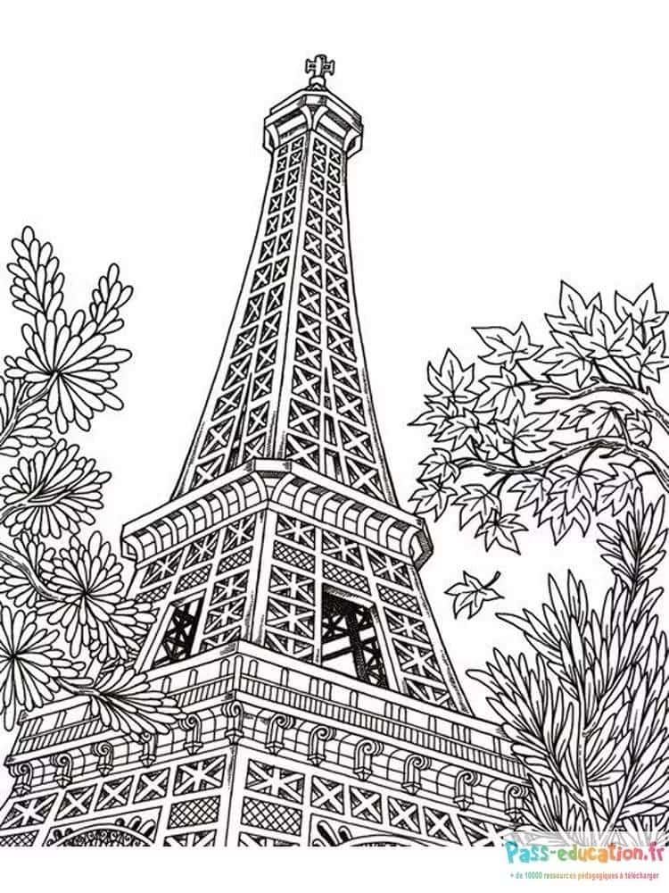 Coloriage Tour Eiffel à imprimer et colorier