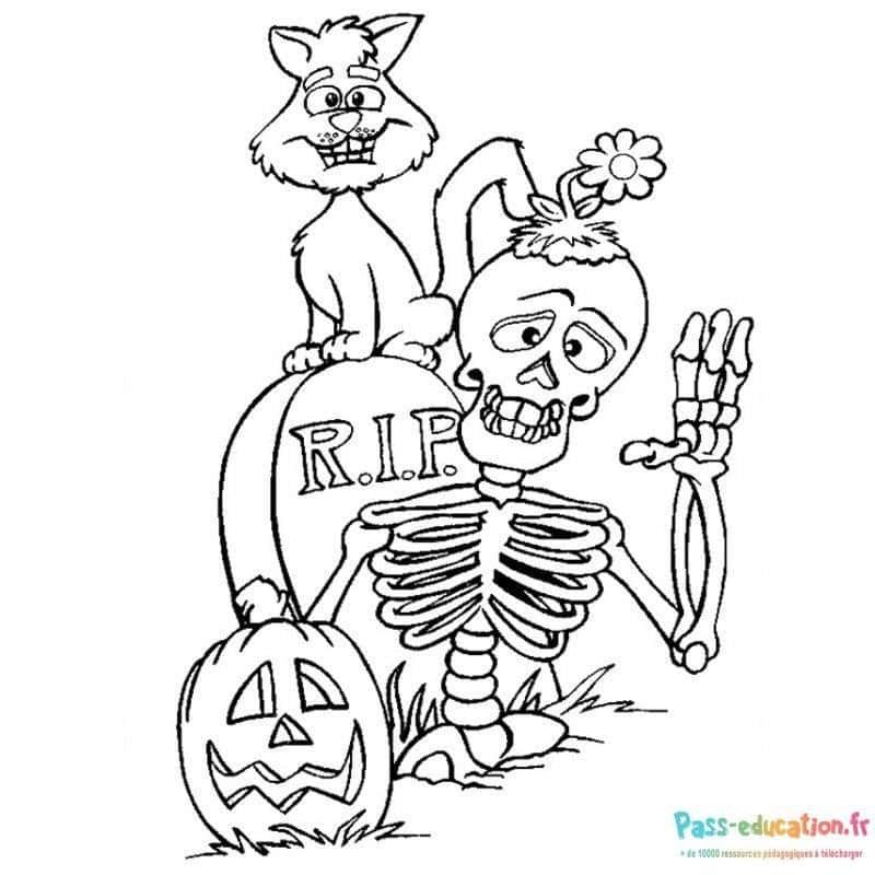 Coloriage Halloween nocturne à imprimer et colorier