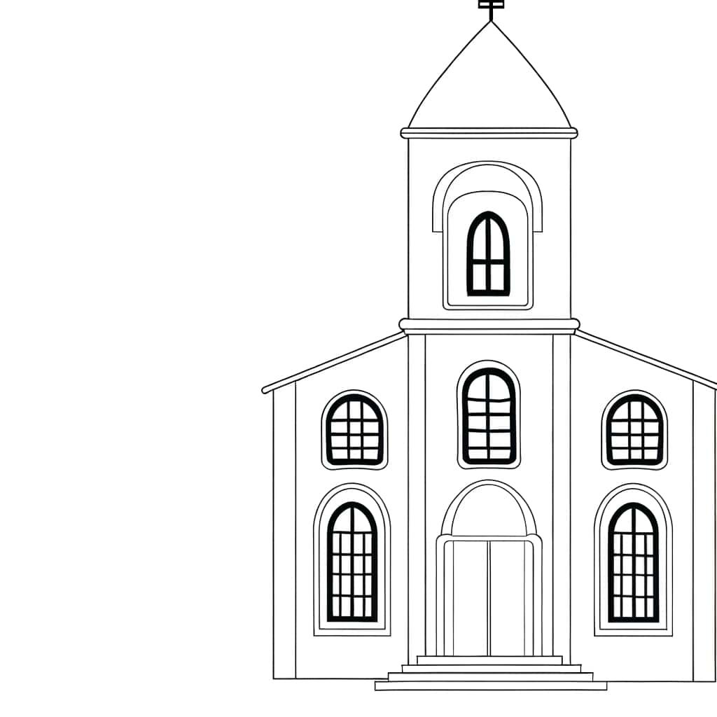 Coloriage Église catholique à imprimer et colorier