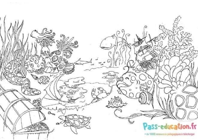 Coloriage Fond marin animé à imprimer et colorier