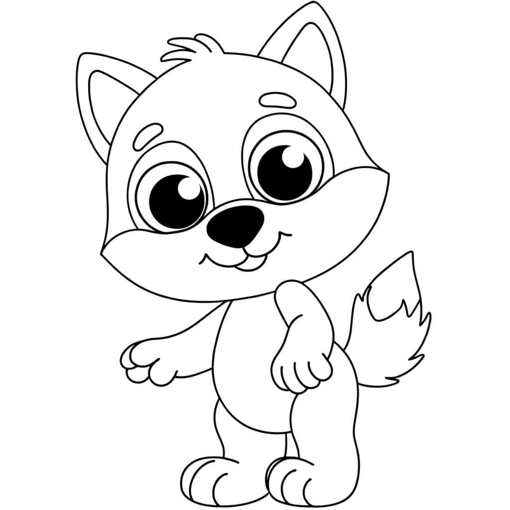 Coloriage Bébé loup mignon à imprimer et colorier