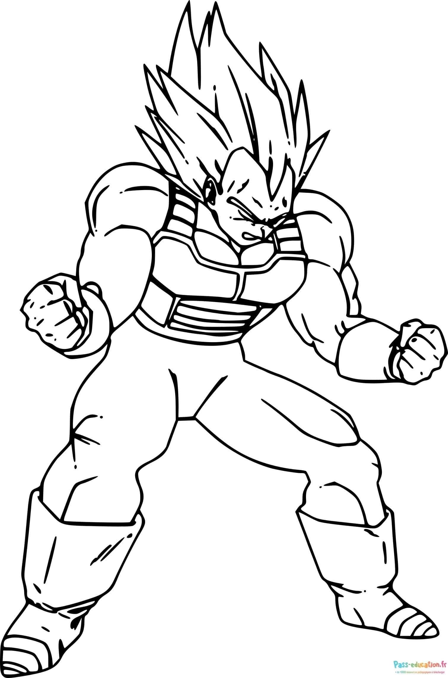 Coloriage Vegeta prêt au combat à imprimer et colorier