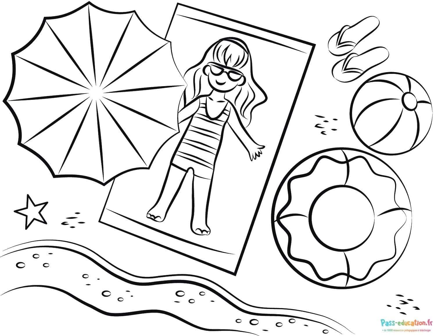 Coloriage Plage ensoleillée à imprimer et colorier
