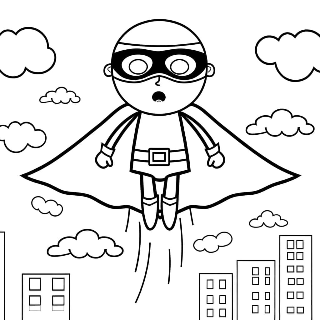 Coloriage Super-héros volant à imprimer et colorier