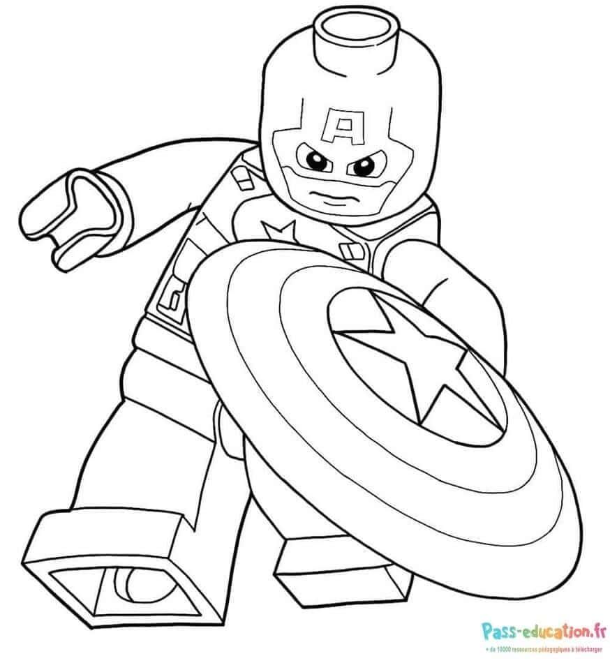 Coloriage Captain America Lego à imprimer et colorier