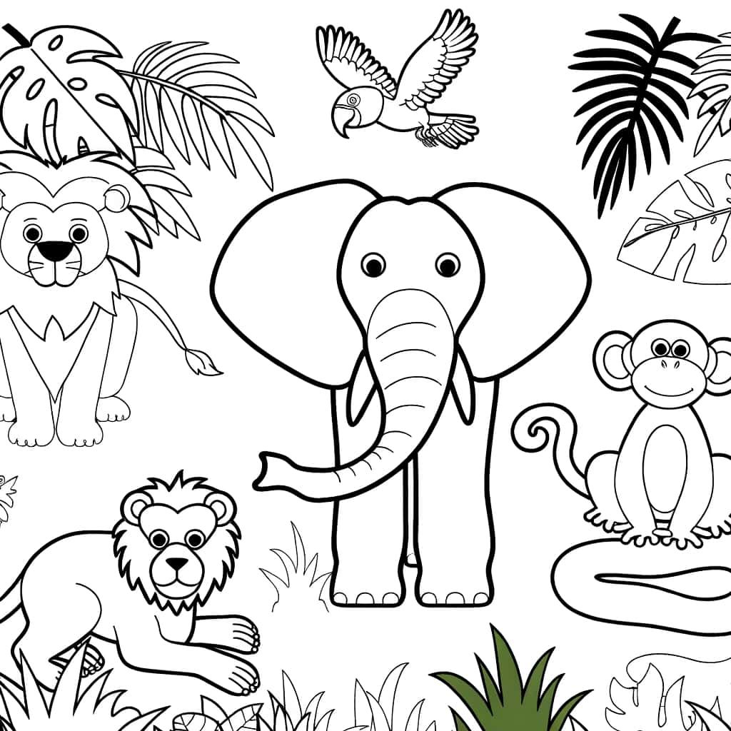 Coloriage Animaux de la jungle à imprimer et colorier