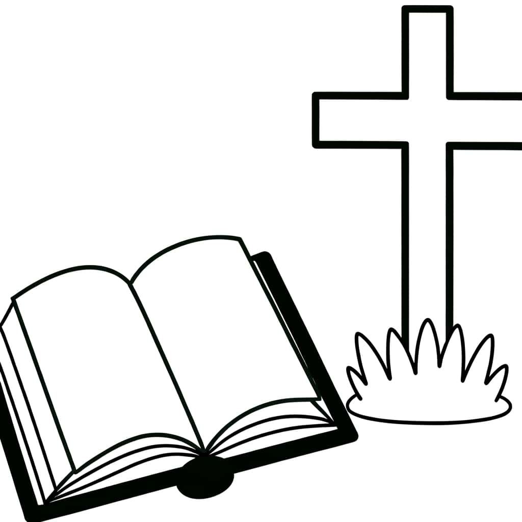 Coloriage Bible et Croix à imprimer et colorier