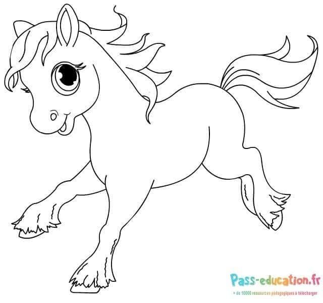 Coloriage Poney joyeux à imprimer et colorier