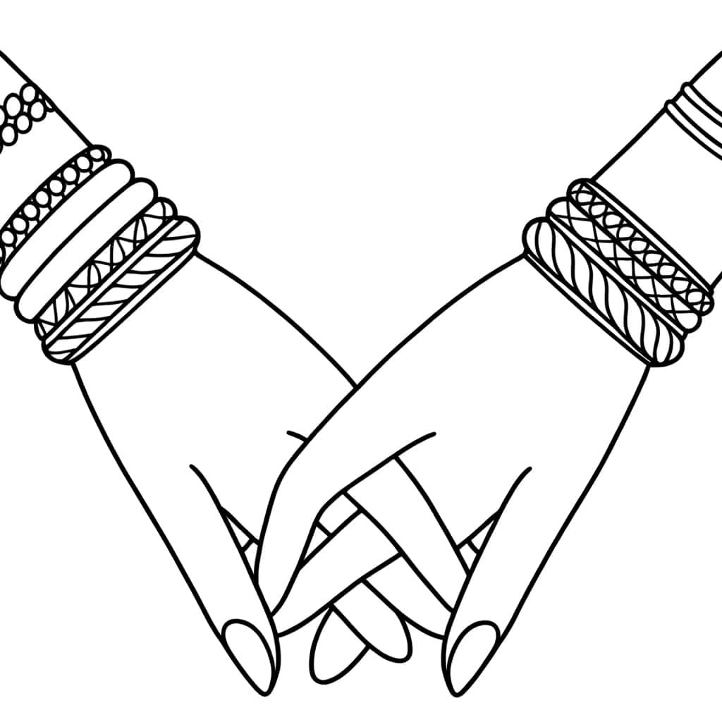 Coloriage Mains entrelacées à imprimer et colorier