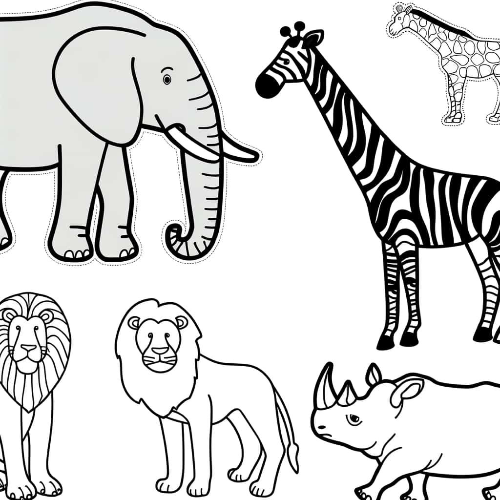 Coloriage Animaux de la savane à imprimer et colorier