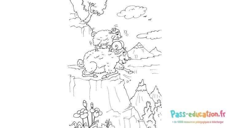Coloriage Paysage de montagne à imprimer et colorier