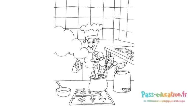 Coloriage Cuisinier souriant à imprimer et colorier