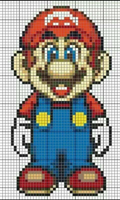 Coloriage Mario pixel à imprimer et colorier
