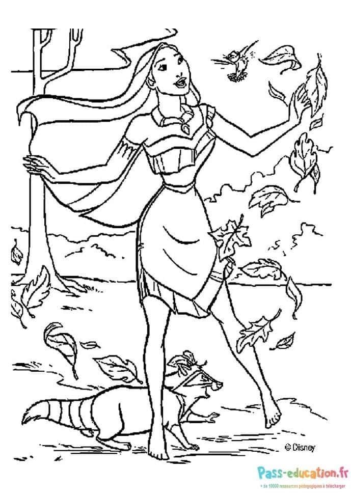 Coloriage Pocahontas et ses amis à imprimer et colorier