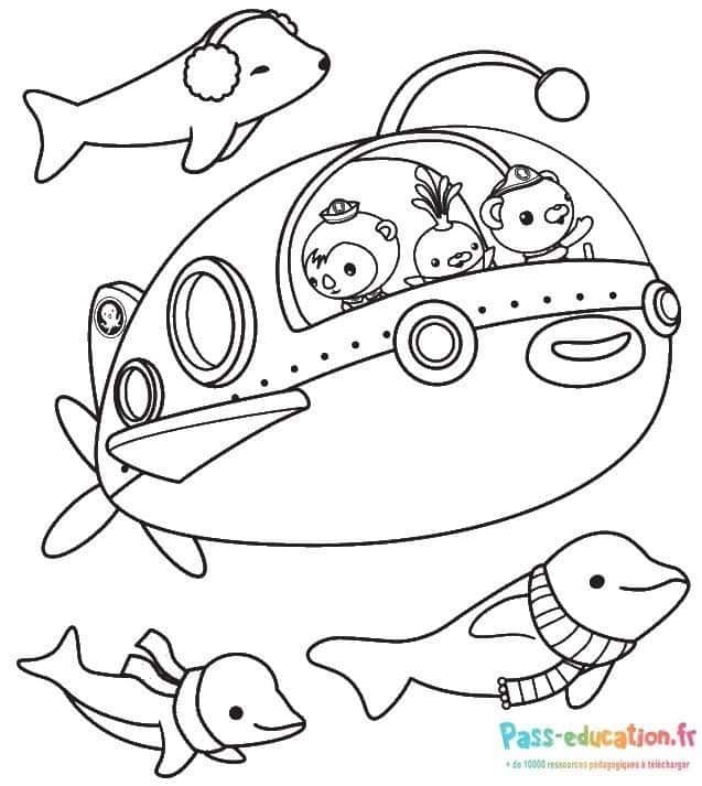 Coloriage Les Octonauts en sous-marin à imprimer et colorier