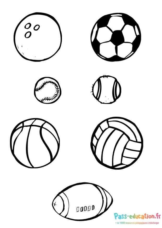 Coloriage Ballons de sport à imprimer et colorier