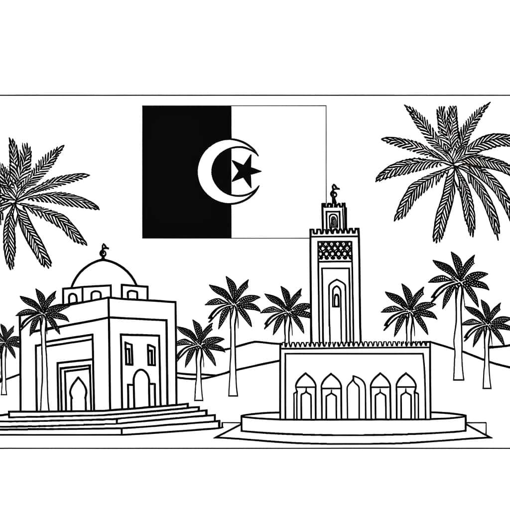 Coloriage Algérie en dessin à imprimer et colorier