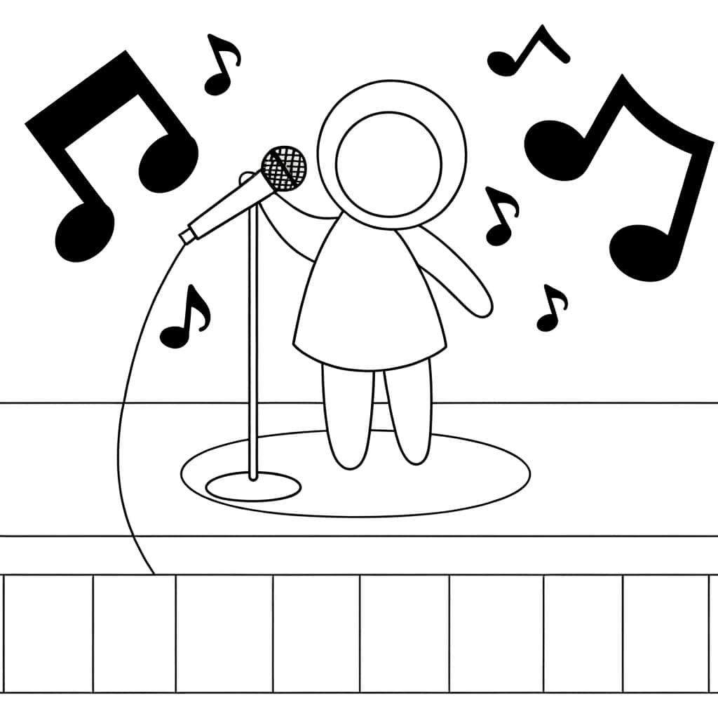 Coloriage Chanteur sur scène à imprimer et colorier