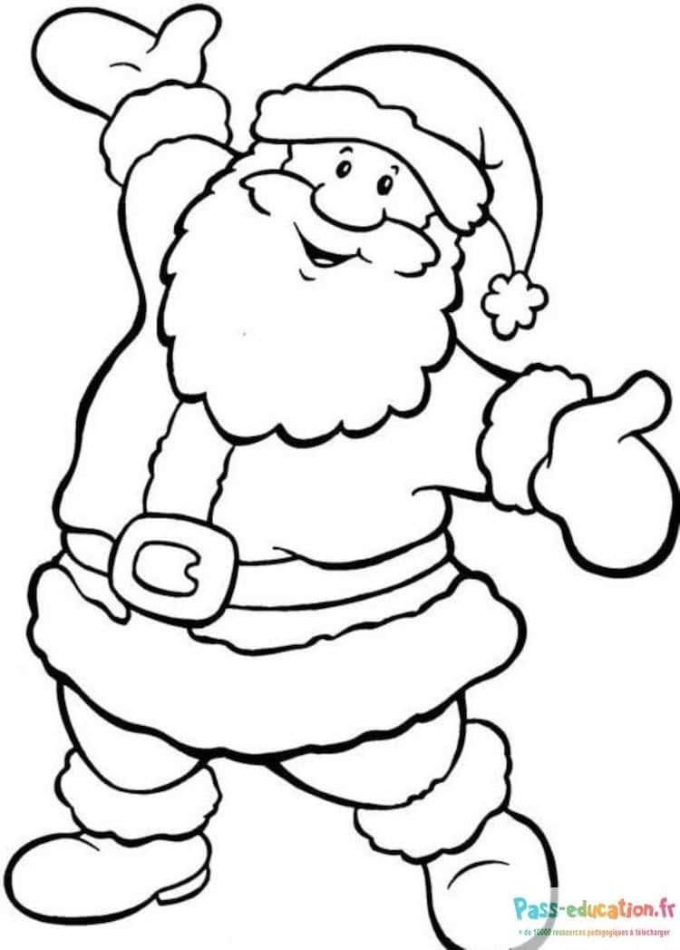 Coloriage Père Noël souriant à imprimer et colorier