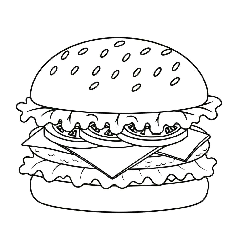 Coloriage Burger délicieux à imprimer et colorier