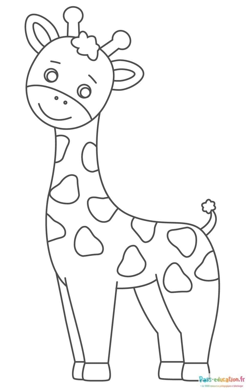 Coloriage Girafe amicale à imprimer et colorier