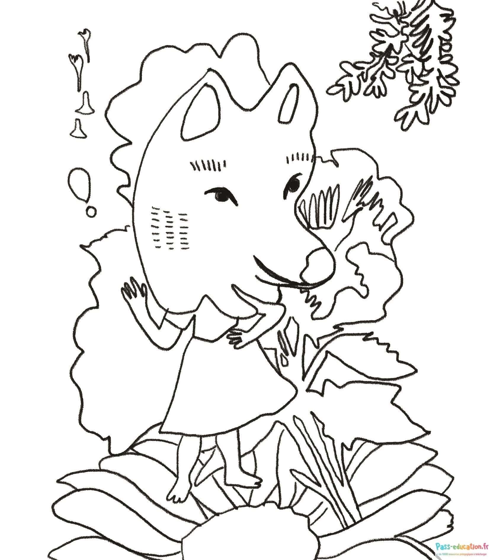 Coloriage Loup en robe à imprimer et colorier