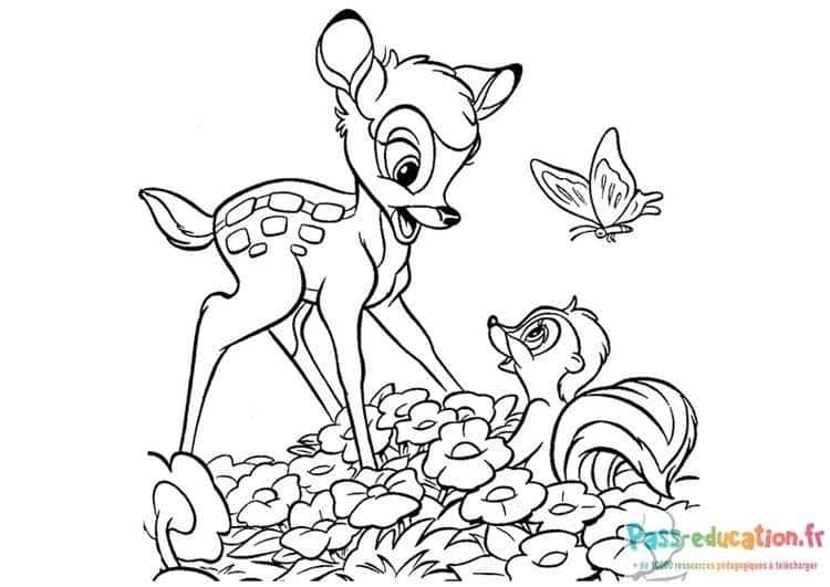 Coloriage Bambi et ses amis à imprimer et colorier