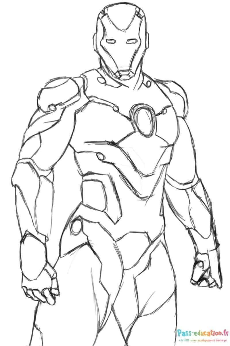 Coloriage Iron Man en action à imprimer et colorier