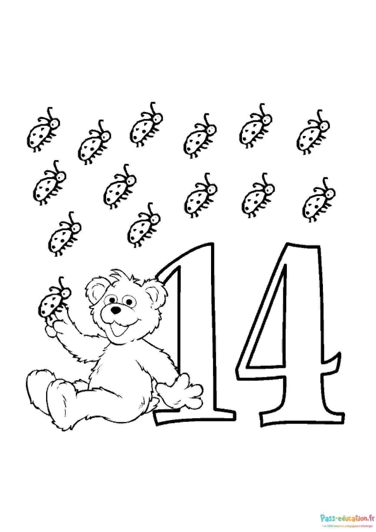 Coloriage Ours avec coccinelles à imprimer et colorier