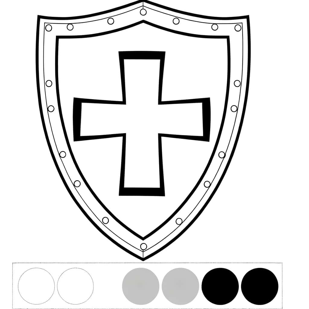 Coloriage Bouclier avec Croix à imprimer et colorier