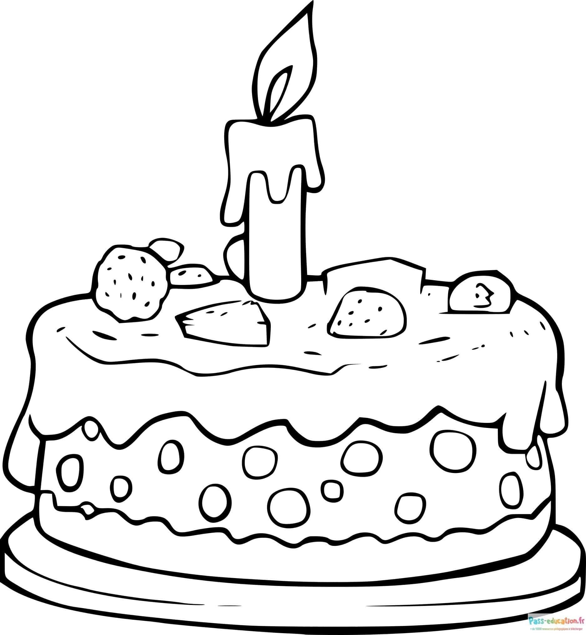 Coloriage Gâteau d'anniversaire à imprimer et colorier