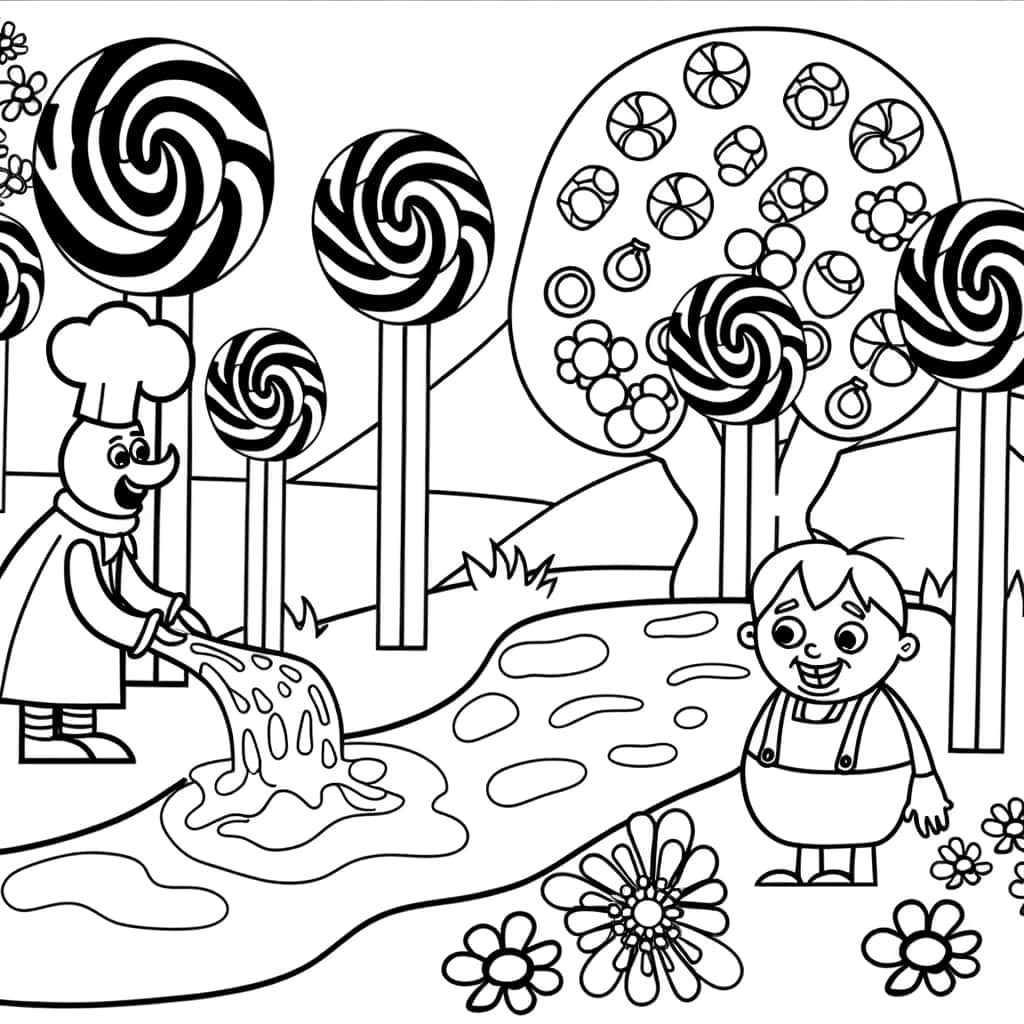Coloriage Fabrique de bonbons à imprimer et colorier
