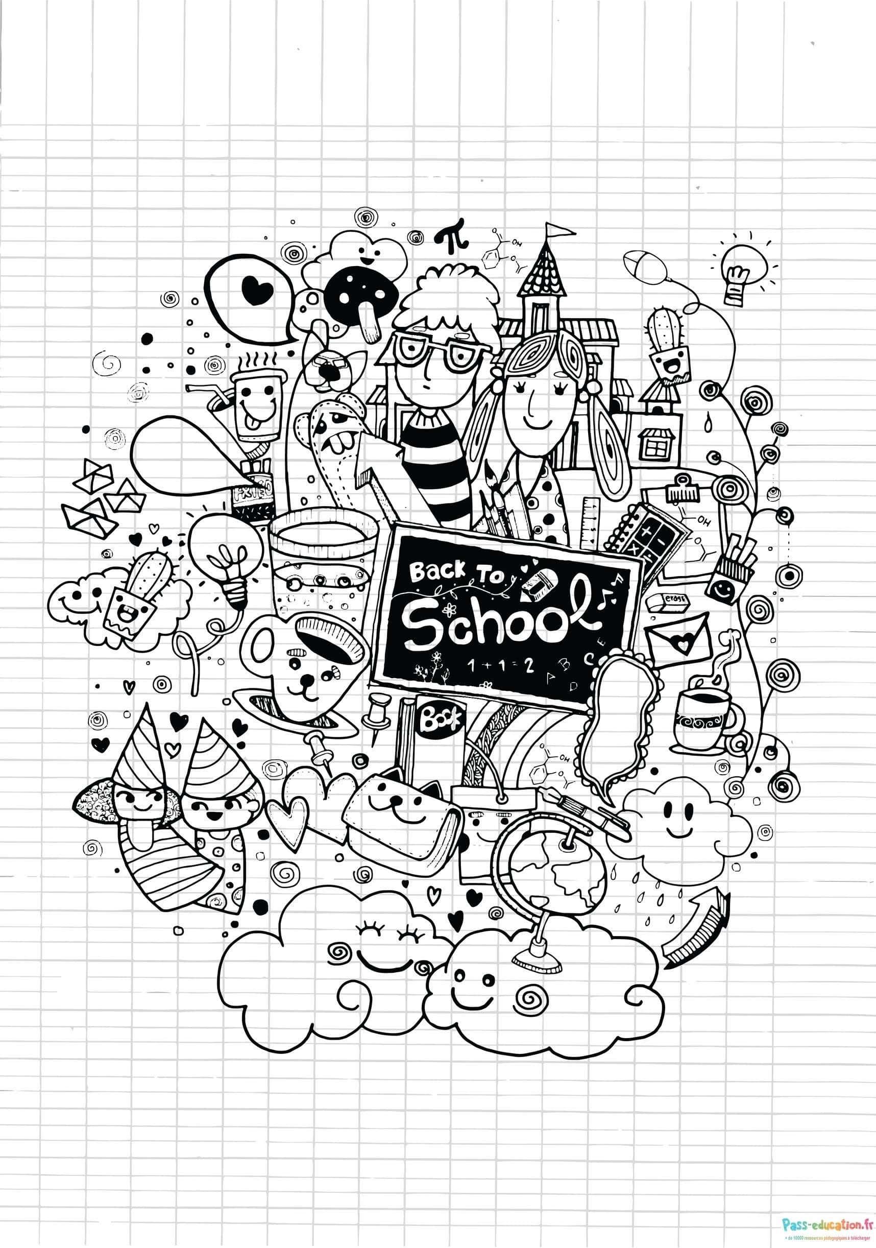 Coloriage Retour à l'école à imprimer et colorier