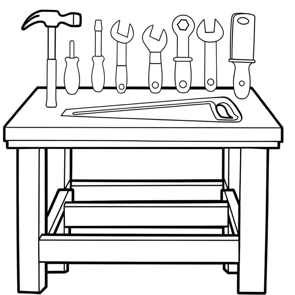 Coloriage Table de bricolage à imprimer et colorier