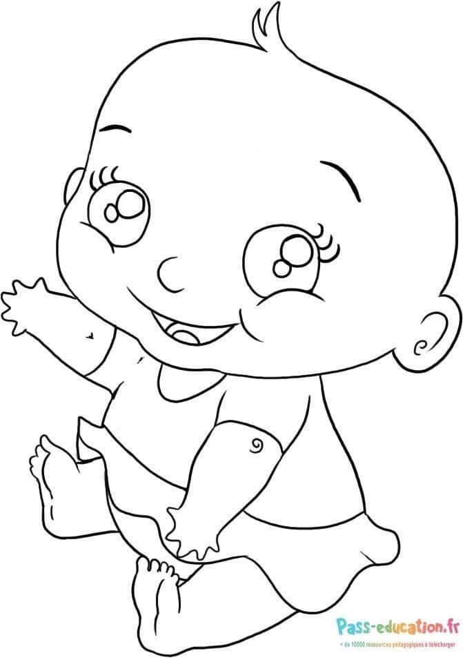 Coloriage Bébé souriant à imprimer et colorier