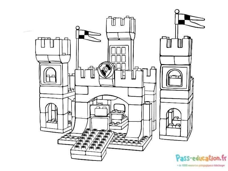 Coloriage Château fort Lego à imprimer et colorier