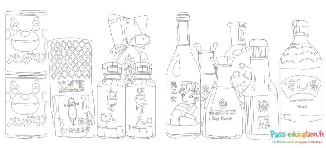 Coloriage Condiments japonais à imprimer et colorier