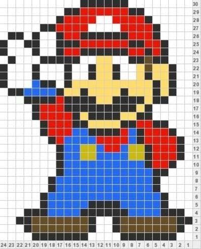Coloriage Mario Pixel à imprimer et colorier