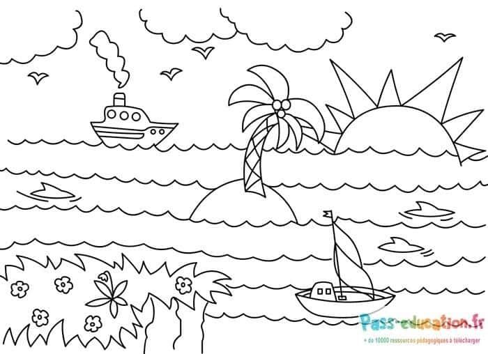 Coloriage Scène estivale à imprimer et colorier