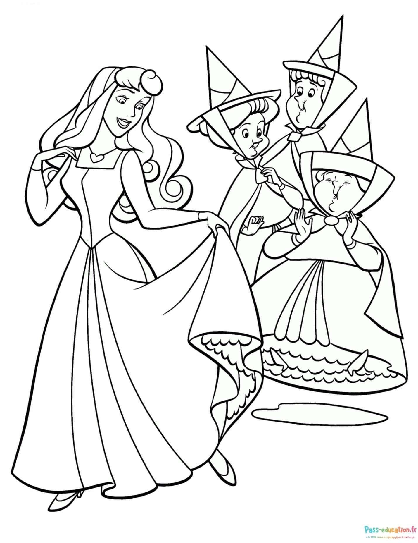 Coloriage Belle et fées à imprimer et colorier