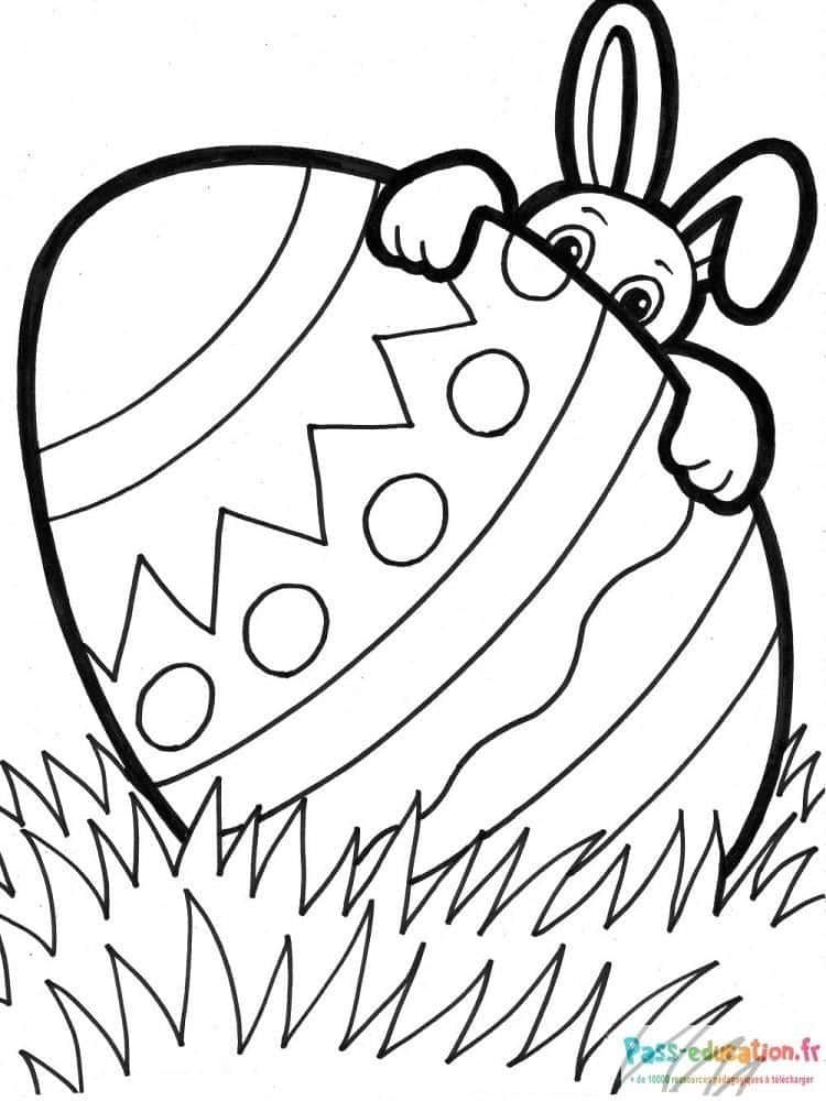Coloriage Lapin caché à imprimer et colorier