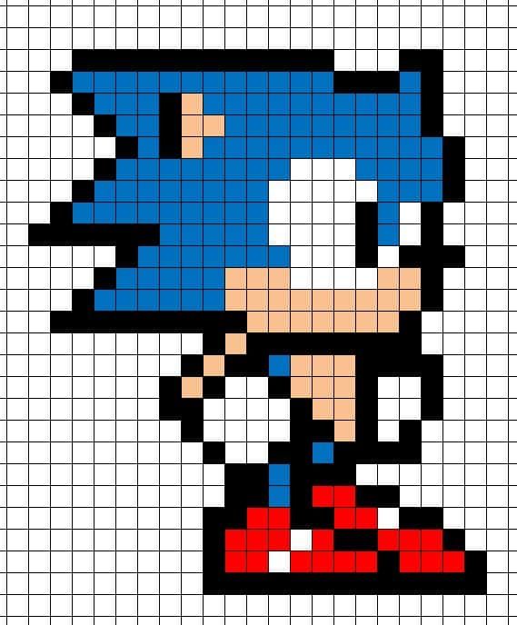 Coloriage Sonic en pixels à imprimer et colorier