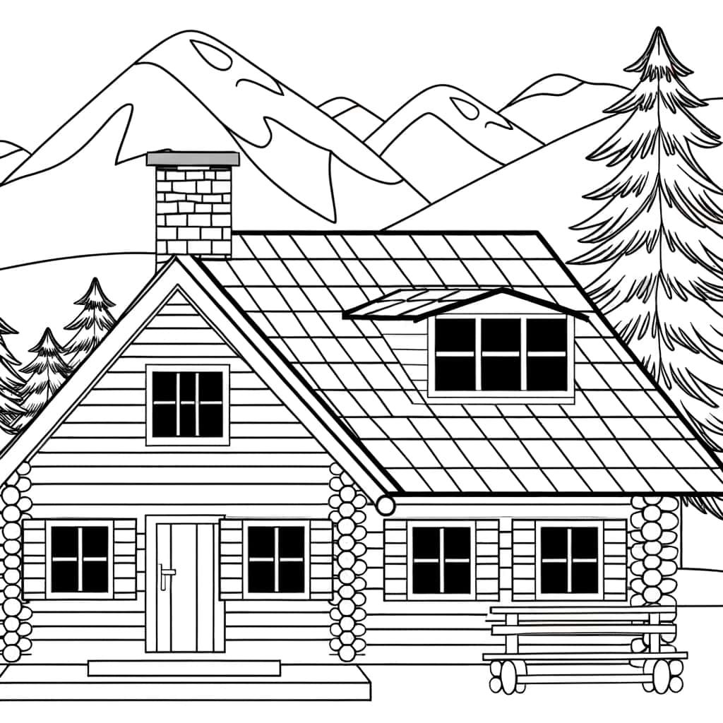 Coloriage Chalet montagnard à imprimer et colorier