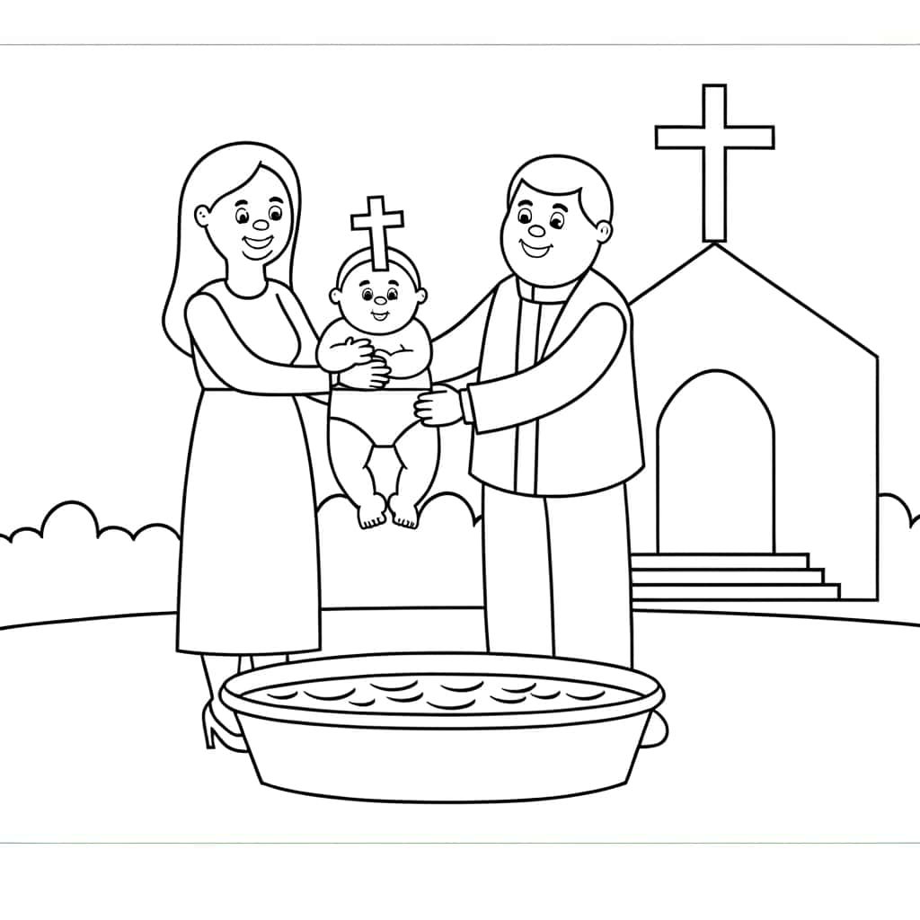 Coloriage Baptême chrétien à imprimer et colorier