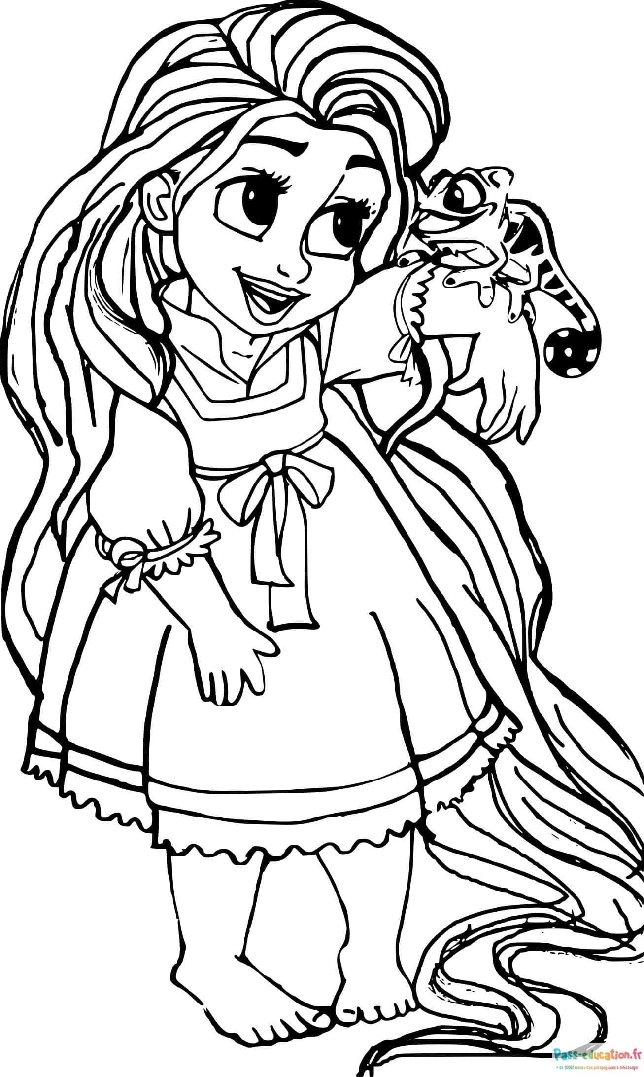 Coloriage Raiponce et Pascal à imprimer et colorier