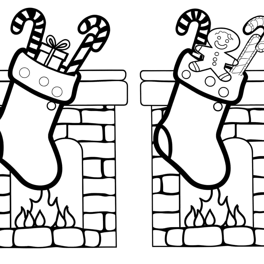 Coloriage Chaussettes de Noël à imprimer et colorier