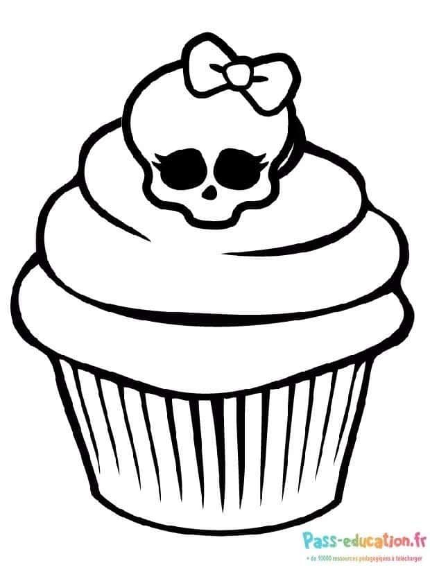 Coloriage Cupcake macabre à imprimer et colorier